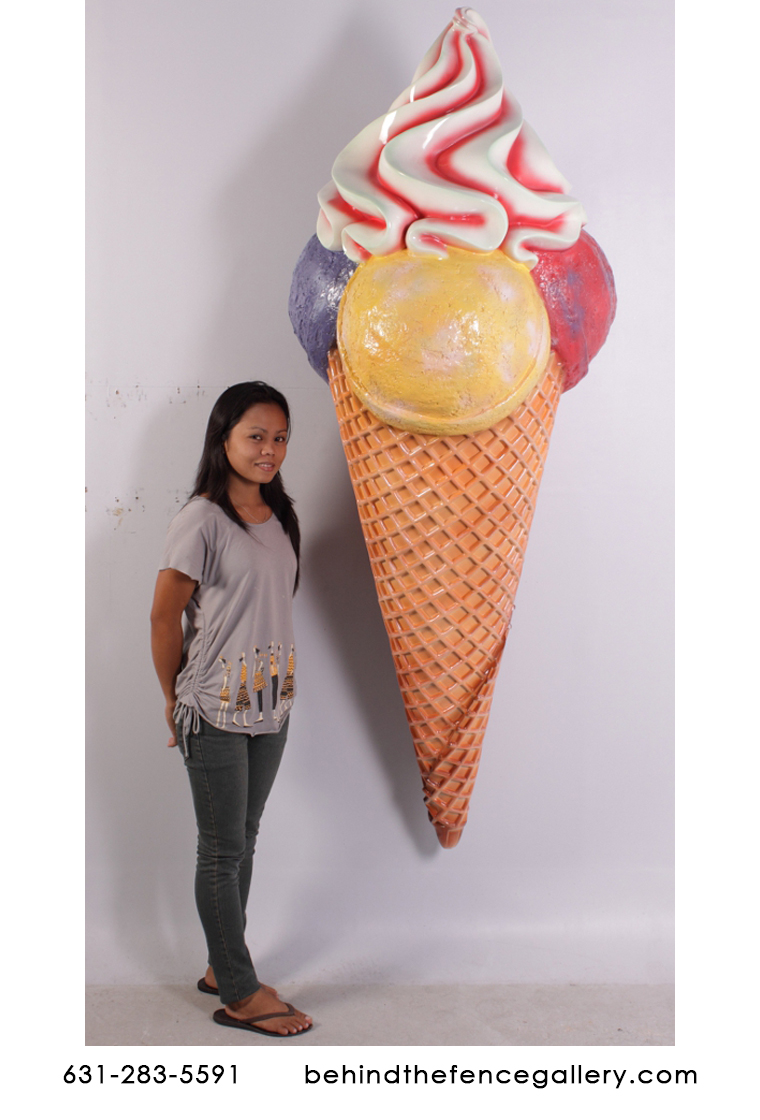 Hard Scoop Giant Wall Mounted Ice Cream Cone Statue Hard Scoop Giant Wall Mounted Ice Cream Cone Statue