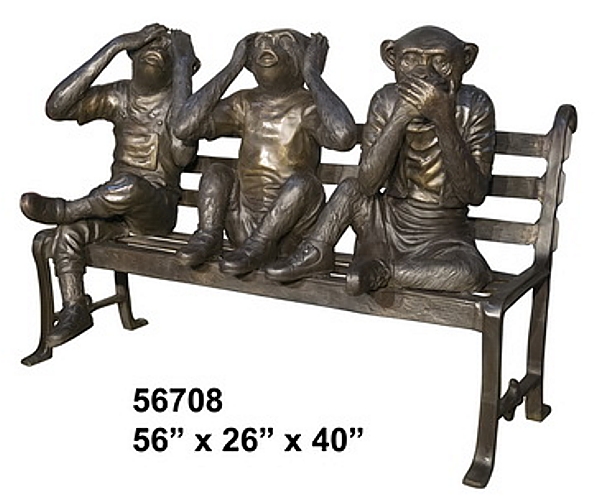 Bronze Three Monkeys on Bench Bronze Three Monkeys on Bench