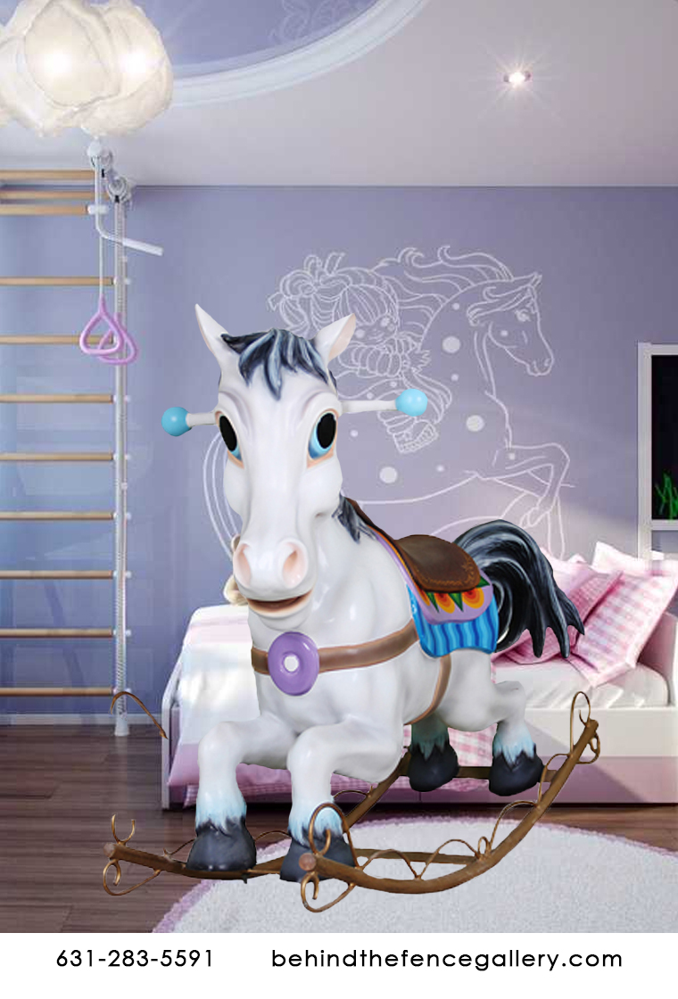 Cartoon White Rocking Horse Statue Cartoon White Rocking Horse Statue