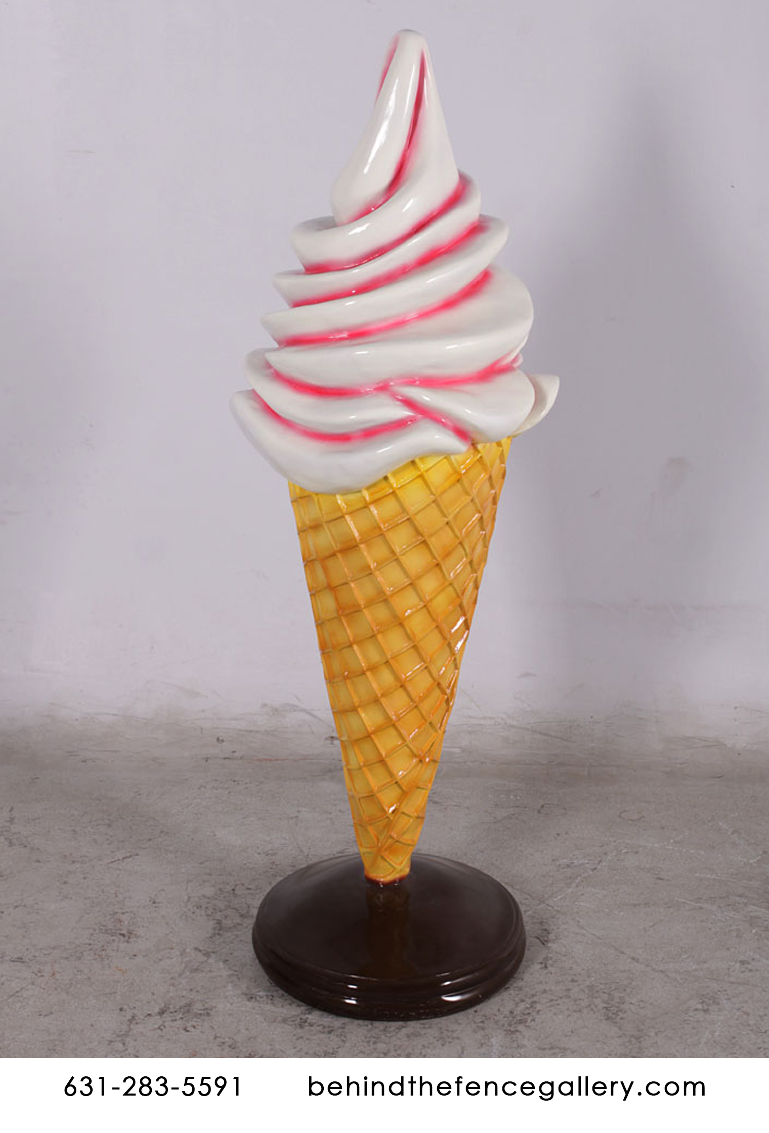 Soft Serve Vanilla Ice Cream Twist Cone on Base Statue Soft Serve Vanilla Ice Cream Twist Cone on Base Statue