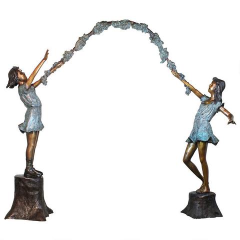 Bronze Set with 2 Girls Holding Arbor Garland Bronze Set with 2 Girls Holding Arbor Garland