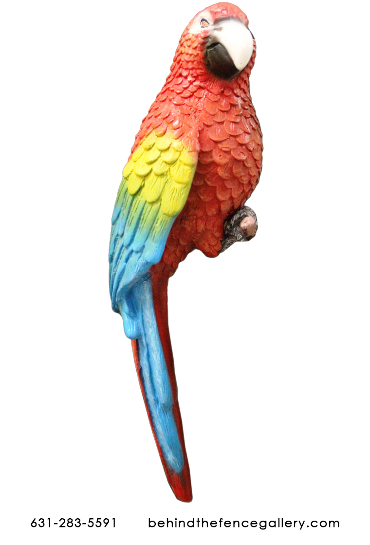 Perched Life Size Scarlet Macaw Statue Perched Life Size Scarlet Macaw Statue