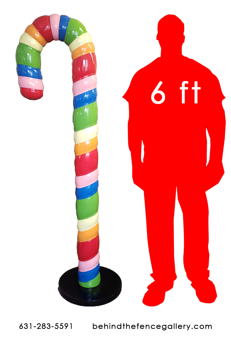 6 FT. Tall Rainbow Candy Cane with Base 6 FT. Tall Rainbow Candy Cane with Base