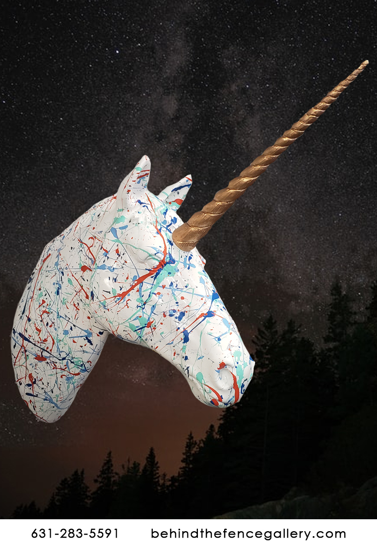 Splatter Art Unicorn Head Statue Splatter Art Unicorn Head Statue
