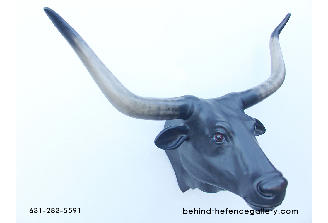 Black Bull Head with Long Horns Wall Mount Black Bull Head with Long Horns Wall Mount