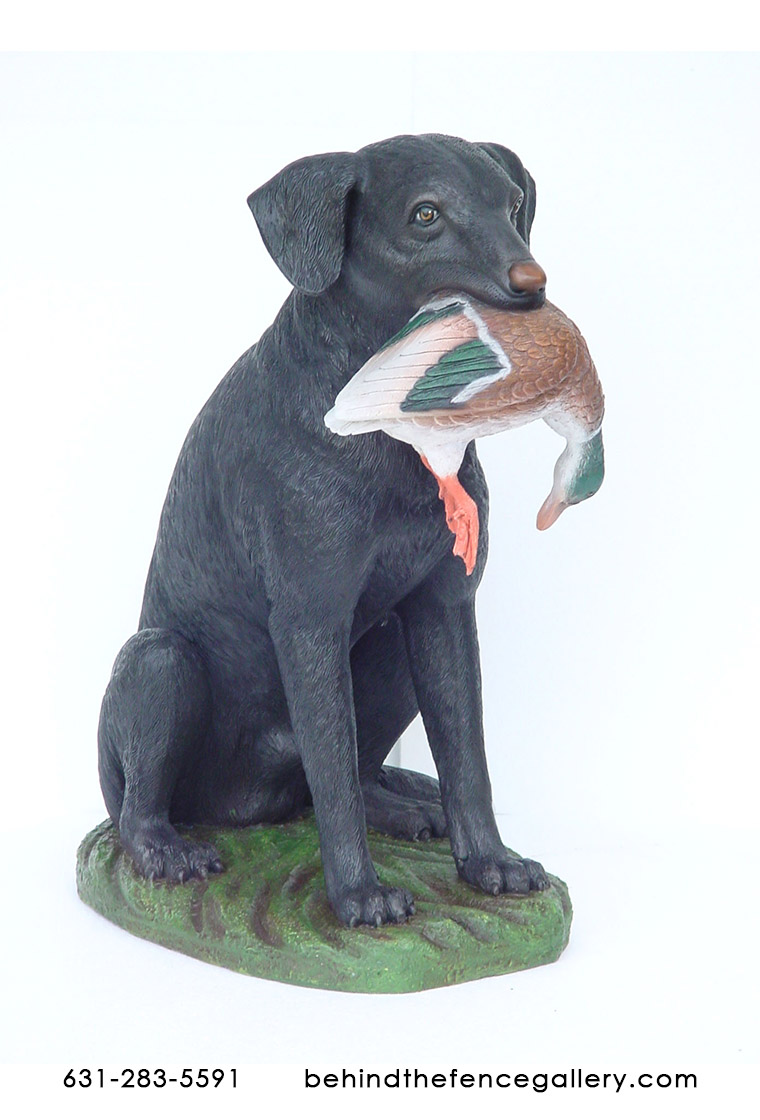 Black Labrador Statue with Duck in Mouth Black Labrador Statue with Duck in Mouth