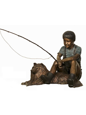 Boy and Dog Fishing Boy and Dog Fishing