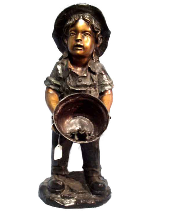 Bronze Little Boy with Frog in Bucket Bronze Little Boy with Frog in Bucket