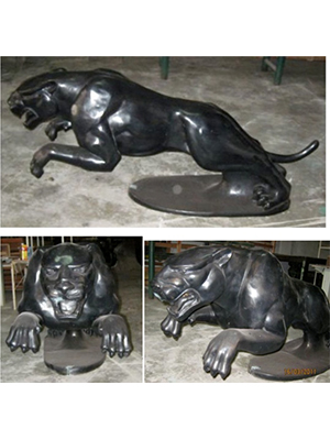Bronze Black Leaping Jaguar Panther Bronze Black Leaping Jaguar Panther