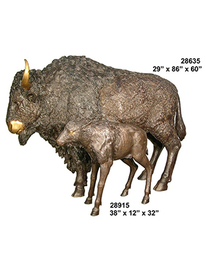 Bronze Buffalo and Calf Statues Bronze Buffalo and Calf Statues