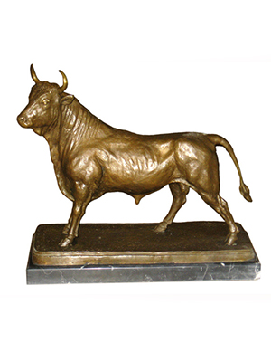 Bronze Bull with Marble Base Bronze Bull with Marble Base