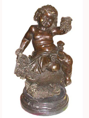 Bronze Cherub with Grapes  Bronze Cherub with Grapes