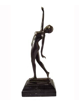 Bronze Dancing Girl with Marble Base Bronze Dancing Girl with Marble Base