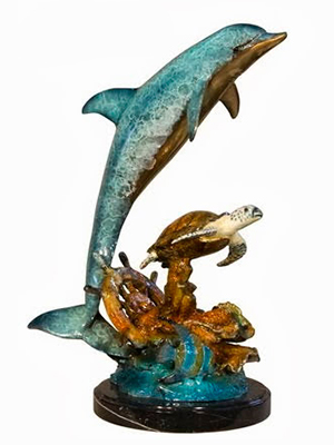 Bronze Dolphin with Turtle Bronze Dolphin with Turtle