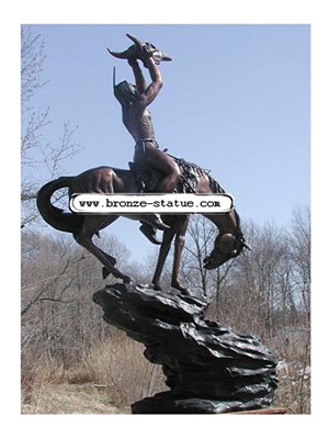 Bronze Indian holding Buffalo Skull Bronze Indian holding Buffalo Skull