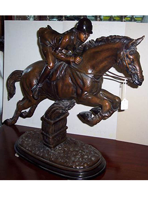 Bronze Jockey on a Horse Jumping Bronze Jockey on a Horse Jumping