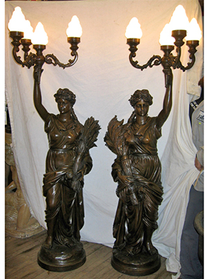A Pair Bronze Lights Lamps A Pair Bronze Lights Lamps