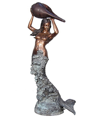 Bronze Mermaid Holding Shell Bronze Mermaid Holding Shell
