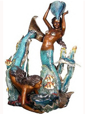 Bronze Two Mermaid Holding Shell