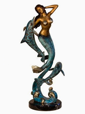 Bronze Mermaid with Dolphins Bronze Mermaid with Dolphins
