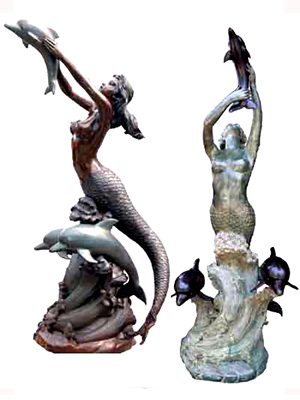 Bronze Mermaid with Dolphins