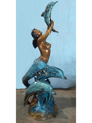 Bronze Mermaid With Dolphins Bronze Mermaid With Dolphins