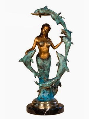 Bronze Mermaid with Dolphins 2 Bronze Mermaid with Dolphins 2