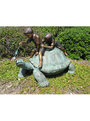 Bronze Turtle with 2 Boys