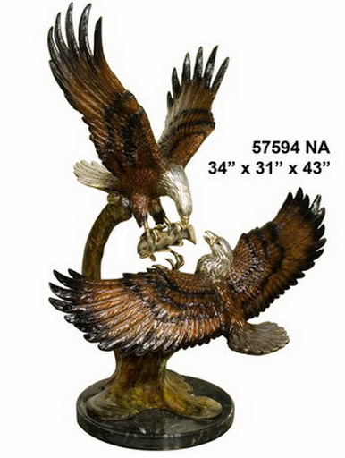 Two Eagles with Fish on Marble Base Two Eagles with Fish on Marble Base