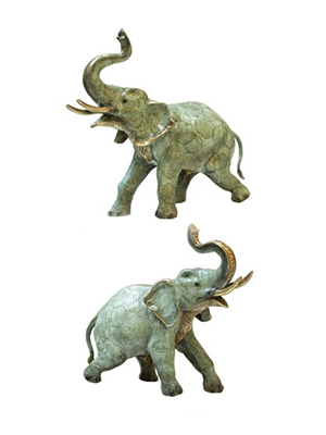 Bronze Elephant Pair with Trunk Up Bronze Elephant Pair with Trunk Up