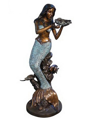 Bronze Mermaid with Shell Fountain Bronze Mermaid with Shell Fountain