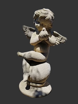 Fiberglass Cherub with Bird 3ft. Fiberglass Cherub with Bird 3ft.