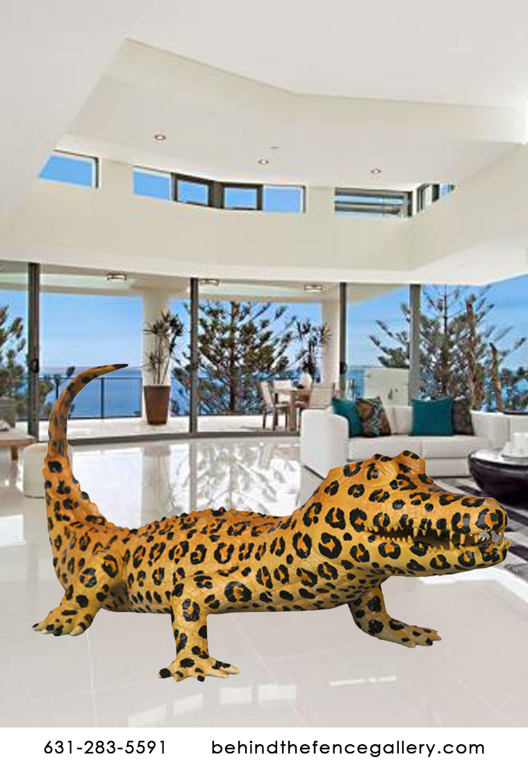 Cheetah Print Alligator Statue Cheetah Print Alligator Statue