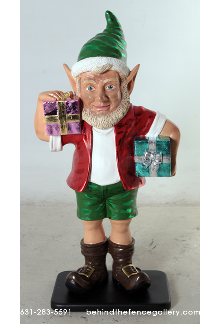 Christmas Elf with 2 Gifts 3ft. Statue Christmas Elf with 2 Gifts 3ft. Statue