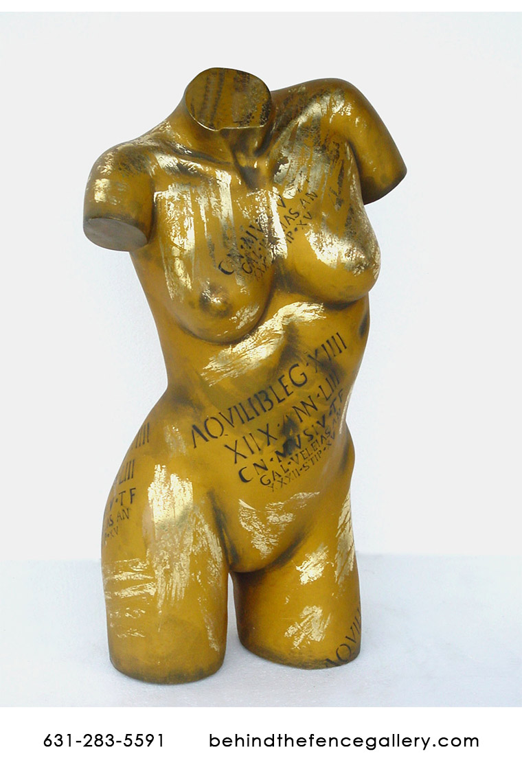 Female Torso Statue in Gold Finish Female Torso Statue in Gold Finish