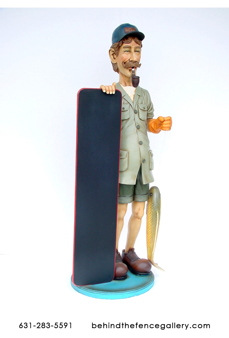 Fisherman Statue w Blackboard Sign Fisherman Statue w Blackboard Sign