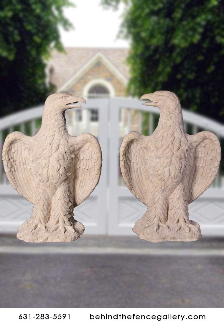 Set of Eagle Statues In Concrete Verdi Finish (SET OF 2) Set of Eagle Statues In Concrete Verdi Finish (SET OF 2)