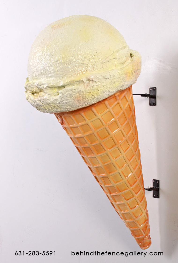 Vanilla Hard Scoop Wall Mounted Ice Cream Cone Statue Vanilla Hard Scoop Wall Mounted Ice Cream Cone Statue