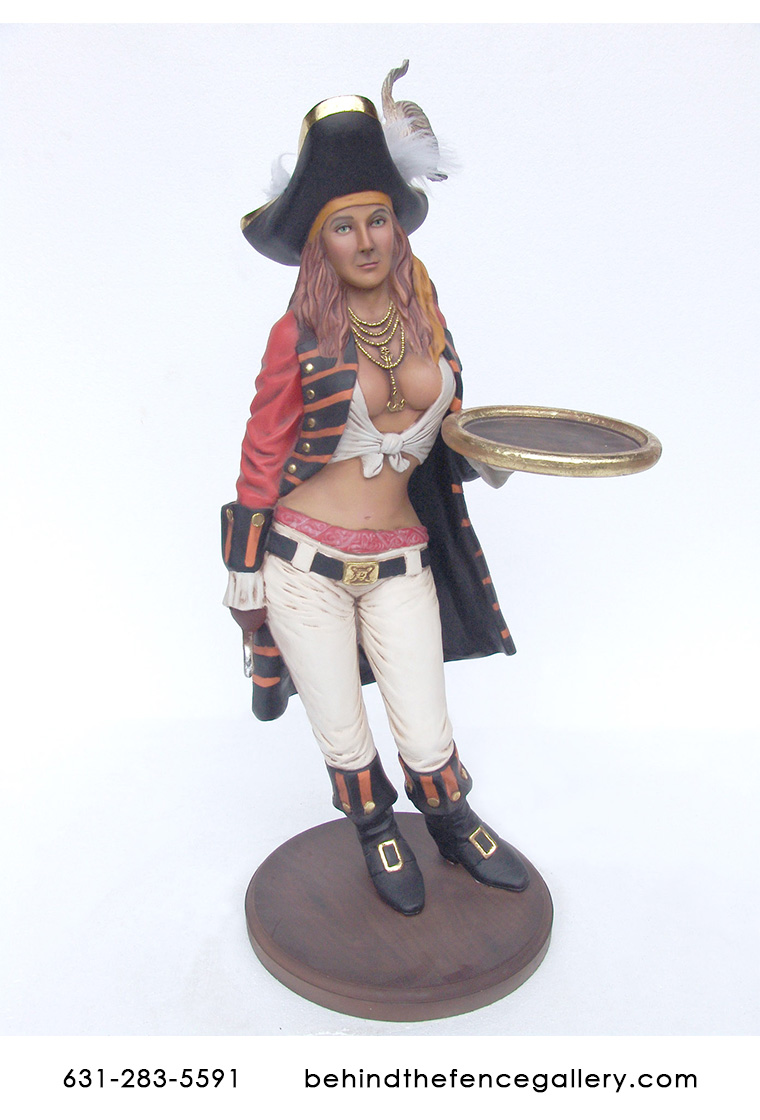 Lady Pirate Statue with Tray - 3 ft Lady Pirate Statue with Tray - 3 ft