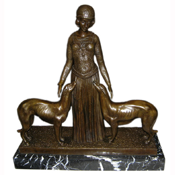 Bronze Girl with Dogs