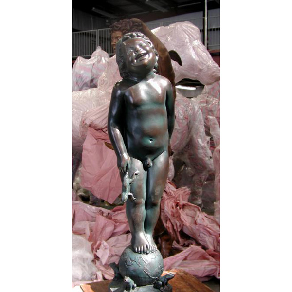 Bronze Little Boy Holding A Frog Peeing Fountain Bronze Little Boy Holding A Frog Peeing Fountain