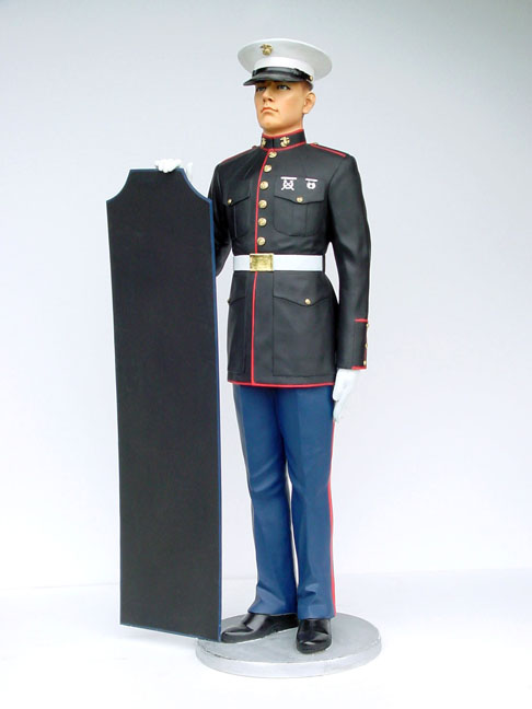 Marine at Attention Statue with Menu Board 6 ft Marine at Attention Statue with Menu Board 6 ft