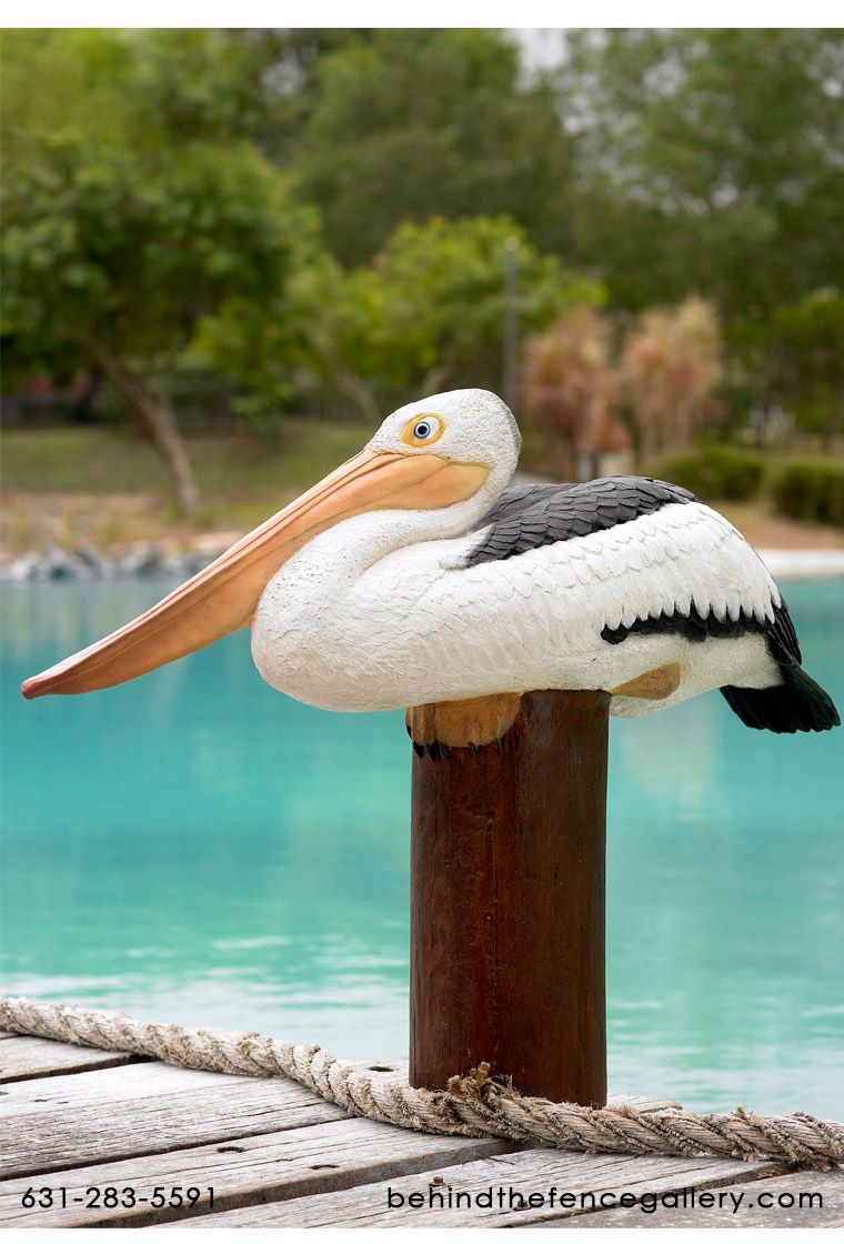 Pelican On Mooring Pole Statue Pelican On Mooring Pole Statue