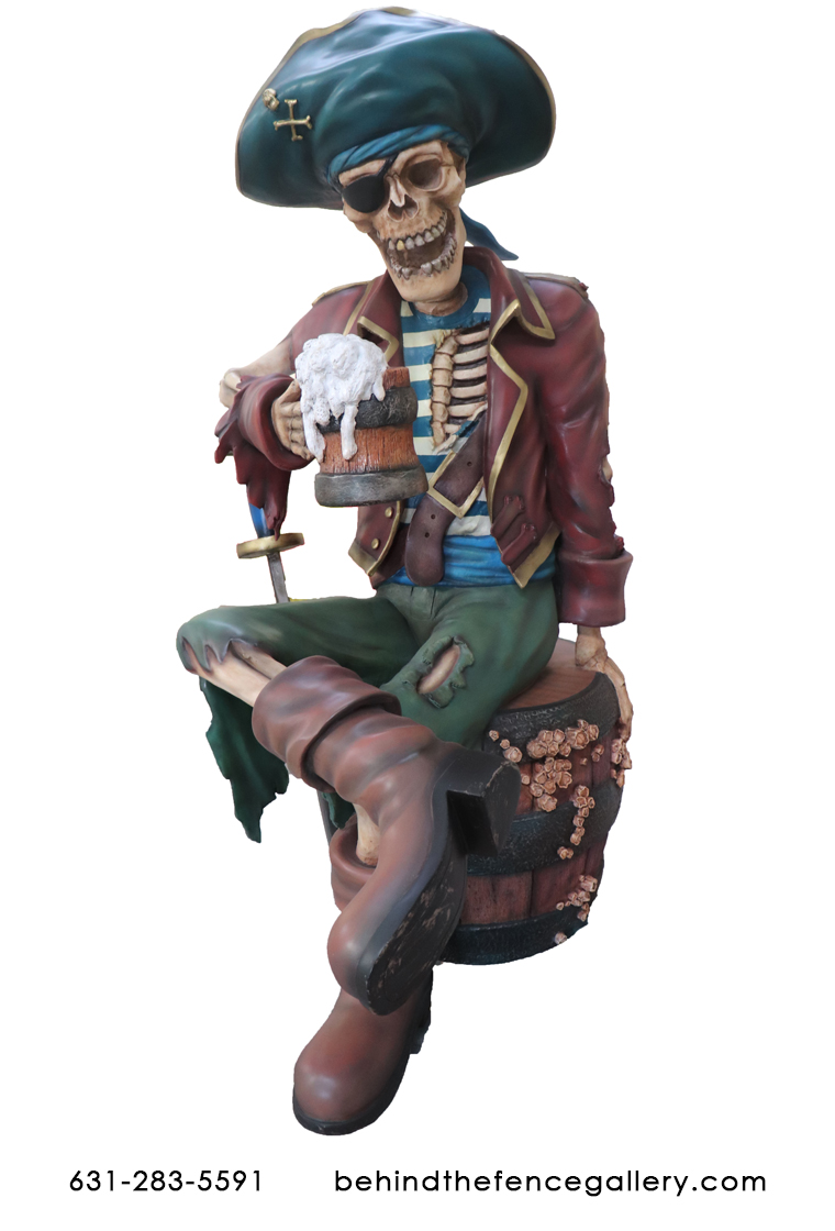 Eternal Pirate Skeleton With Beer Undead Life Size Statue Eternal Pirate Skeleton With Beer Undead Life Size Statue