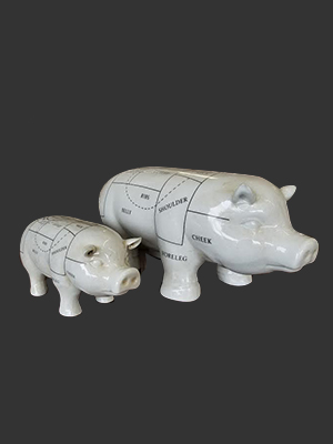 Porcelain Butchers Pig Statue Porcelain Butchers Pig Statue