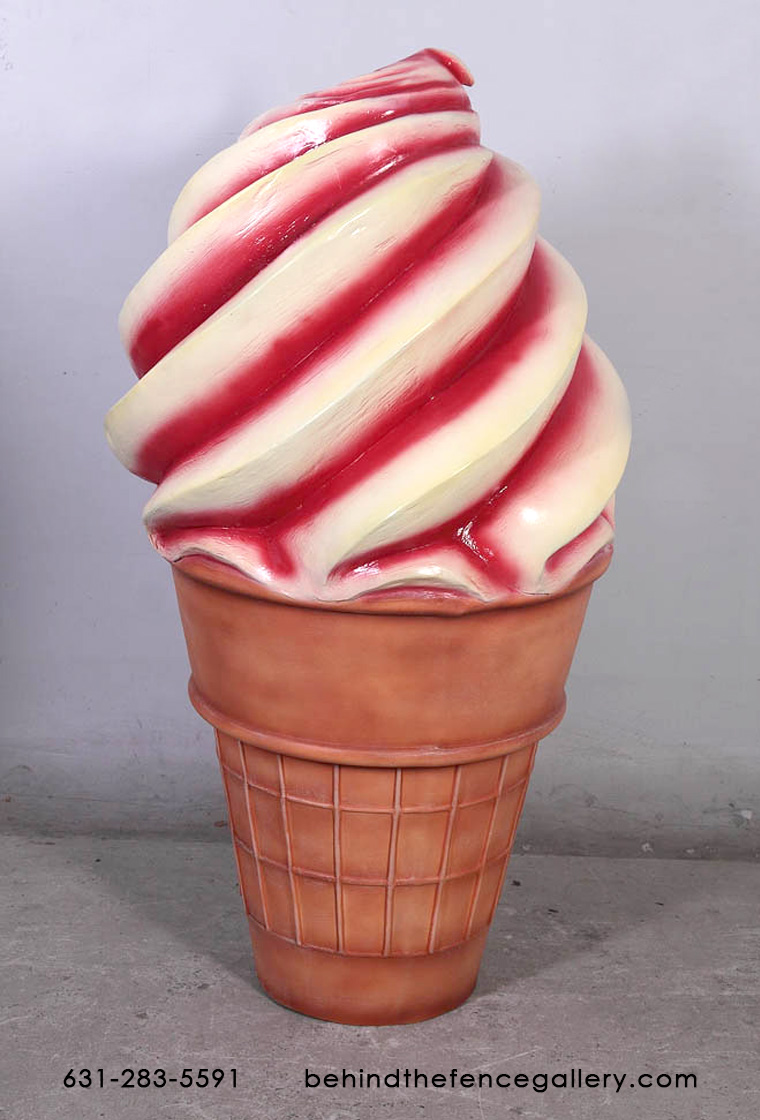 Wafer Cone Soft Serve Strawberry Twist Ice Cream Cone