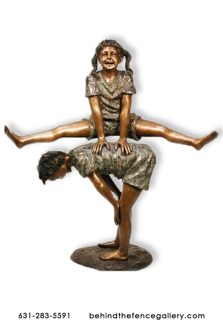 Bronze Kids Playing Leapfrog Statue  Bronze Kids Playing Leapfrog Statue
