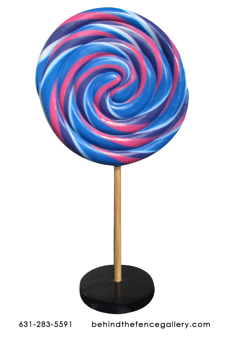 Blue and Pink Swirled Lollipop Candy Statue Blue and Pink Swirled Lollipop Candy Statue