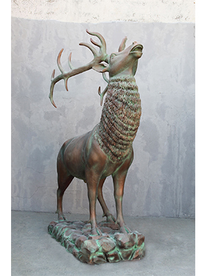 Elk Fiberglass Statue in Verdi Bronze Finish Elk Fiberglass Statue in Verdi Bronze Finish