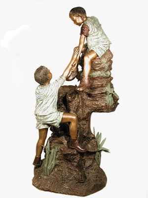 Bronze Boys Climbing Stump Bronze Boys Climbing Stump